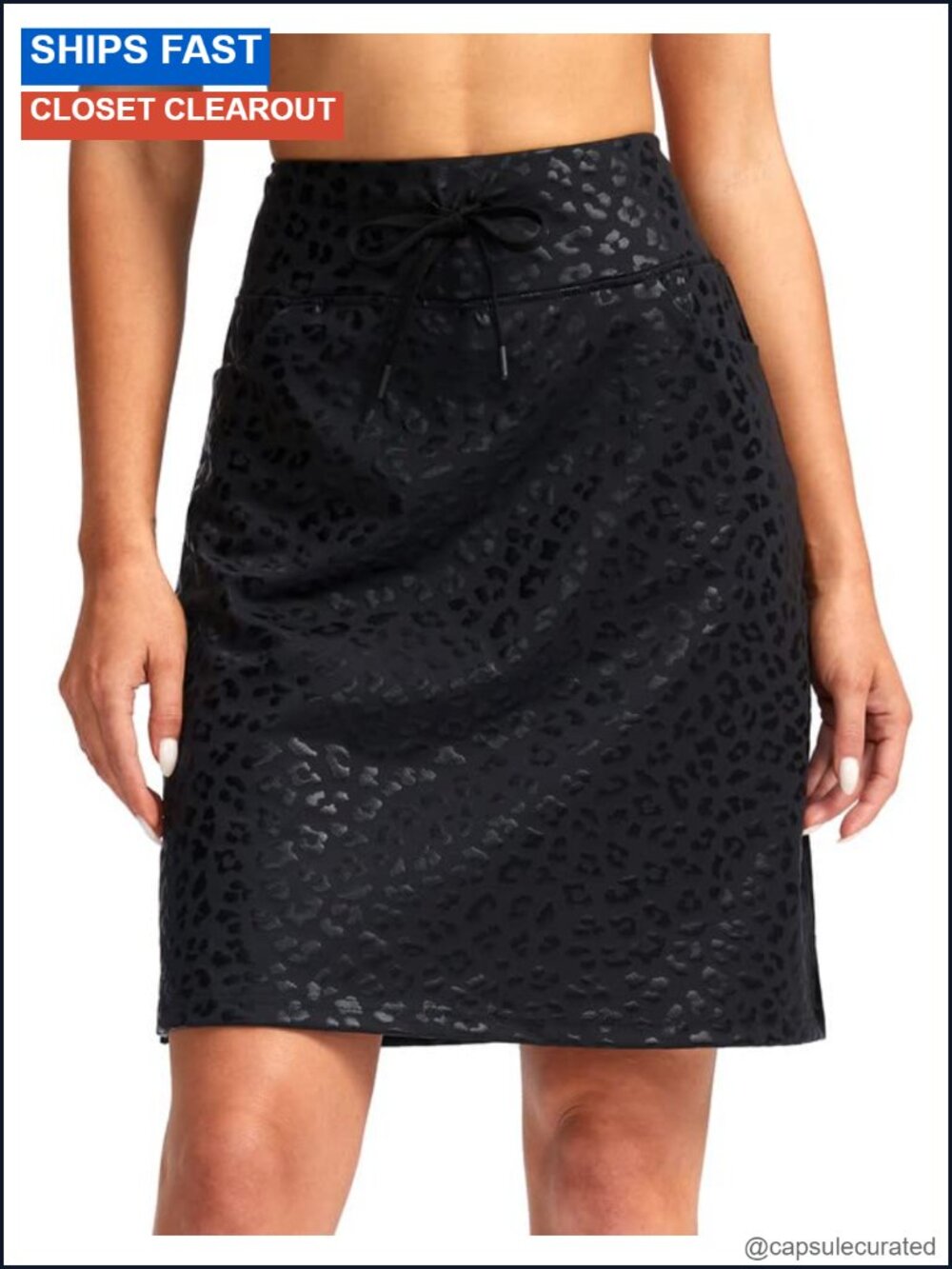 Women's 20" Knee Length Skorts Skirts 6 Pockets High Waisted Drawstring